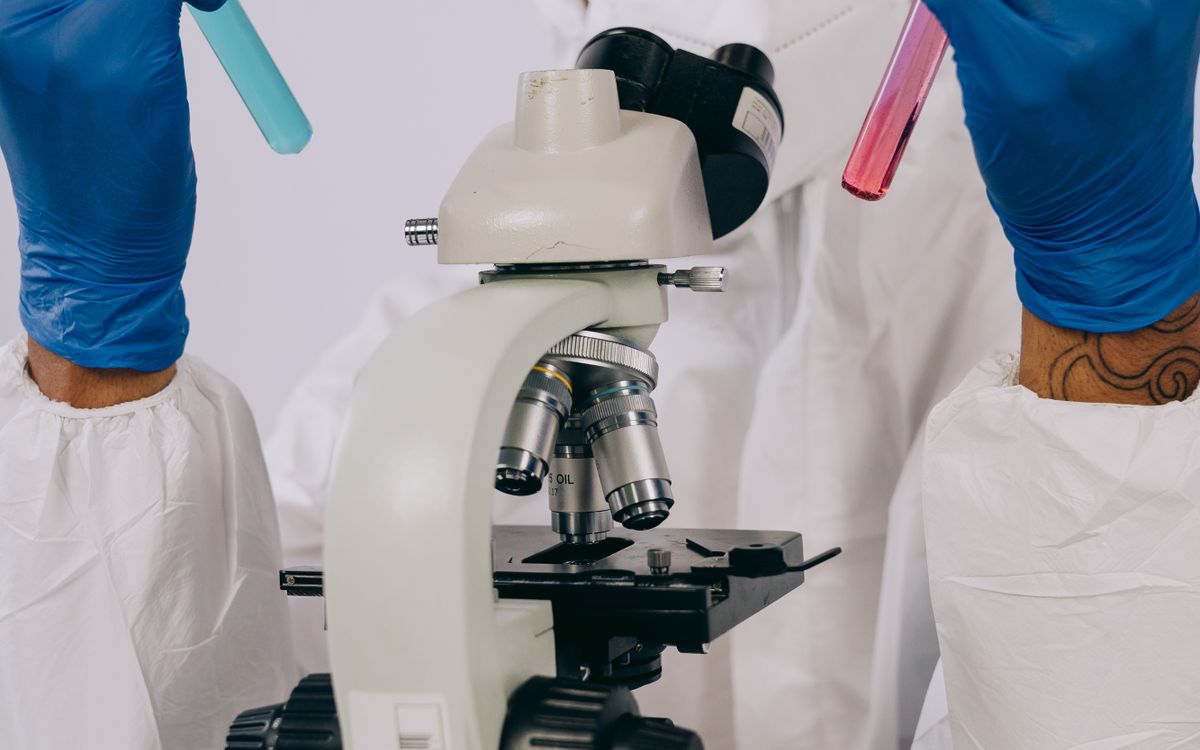 A scientist working in a biotechnology laboratory